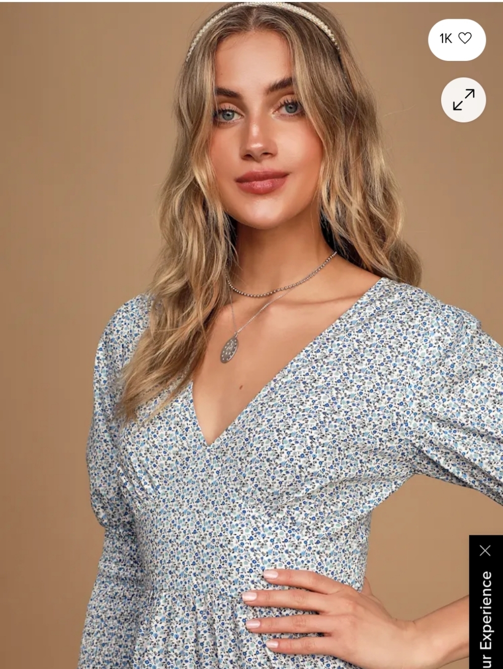 Lulu's Fresh As A Daisy Blue and White Floral Print Midi Dress - Picture 3 of 8